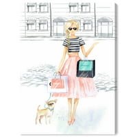 Outfits Wynwood Studio Fashion and Glam Wall Art Canvas Otisci 'Glam Girl de Paseo' - Pink, Plava