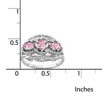14K bijelo zlato 5x ovalni ružičasti turmalin prsten