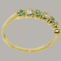 Ženski jubilarni prsten od 9 karatnog punog žutog zlata britanske proizvodnje s kubičnim cirkonijem i prirodnim smaragdom - opcije