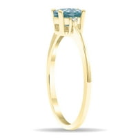 Ženski klasični prsten od akvamarina i dijamanata ovalnog oblika u žutom zlatu od 10 karata