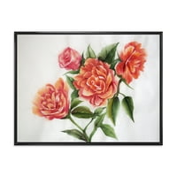 DesignArt 'narančaste vintage ruže s tradicionalnim uokvirenim uokvirenim platnenim ispisa