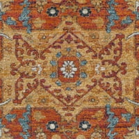 Tradicionalni cvjetni tepih, plava i narančasta, 11' 15'