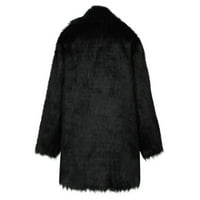 Ženski kaputi i jakne - topli kaputi od krzna s dugim rukavima s ovratnikom, gornja odjeća, kaput u crnoj boji