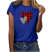 Majica za Valentinovo s printom srca, majice kratkih rukava, ljetni puloveri s okruglim vratom, tunike, vrhovi