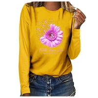 Žene Plus size rasprodaja Ženska majica s okruglim vratom s dugim rukavima za rak dojke Casual pulover top;