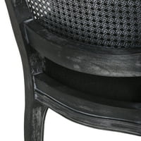 Plemenita kuća McKone Wood and Cane tapecirana stolica za ručavanje, set od 6, crno i sivo