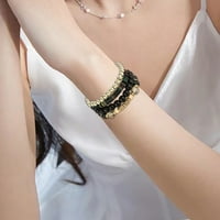 pribor narukvice složene narukvice od perli ženske muške elastične višeslojne narukvice set višebojnih nakita Crna