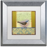 Zaštitni znak likovna umjetnost 'mala ptica 233' platno umjetnost Rachel Paxton, bijela mat, srebrni okvir