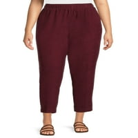 Ženske baršunaste hlače Plus size A-List s džepovima, 28-inčna duljina unutarnjeg šava za obične