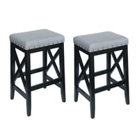 Barske stolice presvučene tkaninom od 2, svijetlosive i crne boje