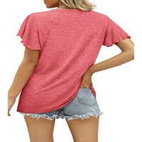 ; / Ženski ljetni vrhovi jednobojna majica kratkih rukava svečana majica labava tunika bluza u ružičastoj boji