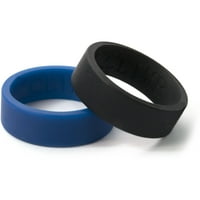 Ravni crni i plavi silikonski prstenovi, 2-pack