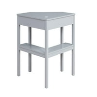 Linon Lakelyn kutni stol, 29 širok sa skrivenom kliznom ladicom za tipkovnicu, siva