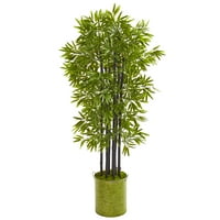 Gotovo prirodno umjetno stablo od 57 ”bambusa s crnim kovčićima u zelenom sadnicu UV otporno