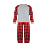 Božićna noćna odjeća za roditelje i djecu, majice s dugim rukavima s okruglim vratom s printom slova, kombinezon + crvene karirane
