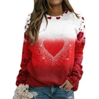 & Tanke majice za Valentinovo s printom Ljubavno Srce dugih rukava s okruglim vratom Modni Ženski puloveri udobni vrhovi u boji za