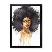 Dizajnerska umjetnost portret afroameričke žene uokvirena suvremena umjetnička gravura
