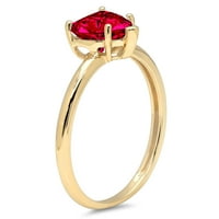 1-karatni rez srca s imitacijom crvenog rubina graviranje žutog zlata 14k godišnjica vjenčanja vjenčani prsten za pasijans veličine