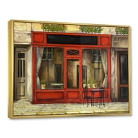 DesignArt 'Crvena fasada šarmantnog trgovine u Pariz Streetu I' Francuska zemlja uokvirena platna zidna umjetnička tiska