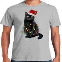 Muška majica s grafičkim printom Svečana Božićna mačka sa svjetlima u stilu Men ' s
