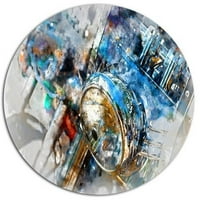 Dizajnerska umjetnost akvarel prednjih svjetala motocikla moderna zidna umjetnost u obliku metalnog kruga