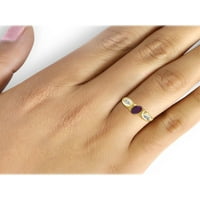 Ženski prsten s draguljem od 0 karatnog rubina i naglašenim bijelim dijamantom