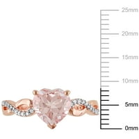 Donje prsten Miabella s морганитом u obliku srca T. G. W. u 1 karat i dragulj T. W. u 10 karata od ružičastog zlata Solitaire