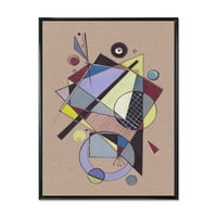 DesignArt 'Apstraktni sastav obojenih geometrijskih iv' Moderno uokvirena platna zidna umjetnička tiska