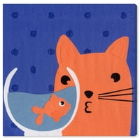 Wynwood Studio životinje zidne umjetničke platnene mačke i mačke strašne prijatelje - narančaste, plave