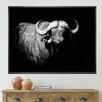 Crno-bijeli portret Buffala, uokvirena slika, umjetnički tisak na platnu