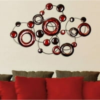 Dekor kuće Crveni multimetalni kružni zidni dekor