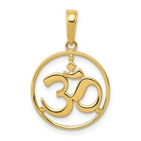 Privjesak okruglog okvira od žutog zlata od 14 karata sa simbolom joge om
