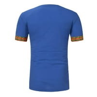 Muške bluze Muški pulover s izrezom u obliku slova U i kratkim rukavima s printom bluza s majicom Plava