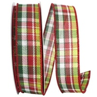 Papirnati karirani modni odmor modni žičana rubna vrpca, crvena i zelena, 1,5 in 20yd, po paketu