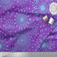 Ljubičasta modalna satenska tkanina s umjetničkim geometrijskim printom širine dvorišta