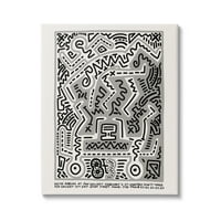 Stupell Industries Keith Haring Monochrome Pop Style Squiggle Text Canvas Wall Art, 30, Dizajn Ros Ruseva