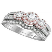 Ženski zaručnički prsten od bijelog zlata od 14 karata s okruglim dijamantom za mladence 1. Cttw