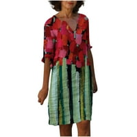 Ljetne haljine za žene na rasprodaji, ženske rukave, cvjetni sarafan u struku, haljina s izrezom u obliku koljena, crvena