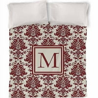 Damask Monogram Duvet Cover, Crimson