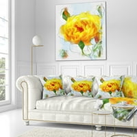 Jedinstvena žuta ruža s skicama ruža pupoljaka - jastuk cvjetnog bacanja - 16x16