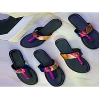 Ženske sandale s ravnim potplatom, Japanke S T-remenom,sandale s tangama bez kopča, vintage ljetne japanke na plaži, višebojne 7