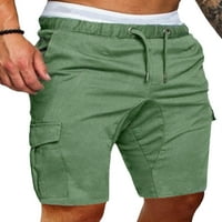Muške teretne kratke hlače u teretani, kratke hlače za trčanje u teretani, ljetne ravne teretne kratke hlače do koljena s džepom,
