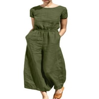 Kombinezon za žene, široke duge Hlače, Jednobojni kombinezoni, ljetne hlače s remenom, Harem hlače kratkih rukava, vojska zelena