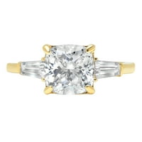 Prsten od tri kamena u 14-karatnom dijamantnom dijamantnom rezu s imitacijom jastuka od $ 7.5