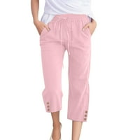 Ženske modelne hlače Bumble_ Bumble hlače za žene udobne rastezljive hlače s visokim strukom i džepovima za rad ružičaste, Bumble