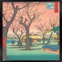 Utagava Hiroshige-plakat na zidu vrt šljiva u kamatama, 14.725 22.375 uokviren