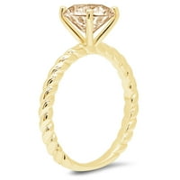 Vjenčani prsten od žutog moissanita okruglog reza od 2,0 karata u žutom zlatu od 18 karata, veličine 5,75