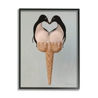 Stupell Industries Twin Penguin Pair Heart sladoled konus, 20, dizajn Coco de Paris
