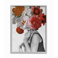 Stupell Industries Vintage žensko sjedeće modni cvjetni proljetni cvjetanje Kolaž uokvireni zidni umjetnički dizajn po portfelju