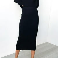 haljine za žene žene jednobojna uska suknja visokog struka duga suknja pripijena ravna suknja Crna + SAD:4